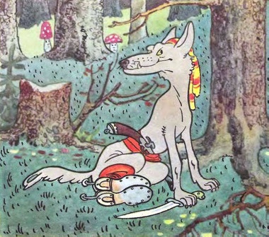 Поросята разбудили волка, который спал под сосной.